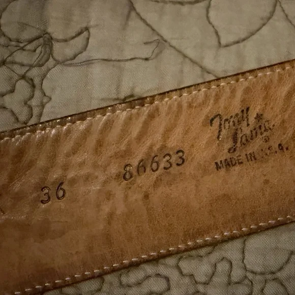 VTG Tony Lama Brown Leather & Lizard Western Belt with Silver Tip, Size 36 - Picture 8 of 13